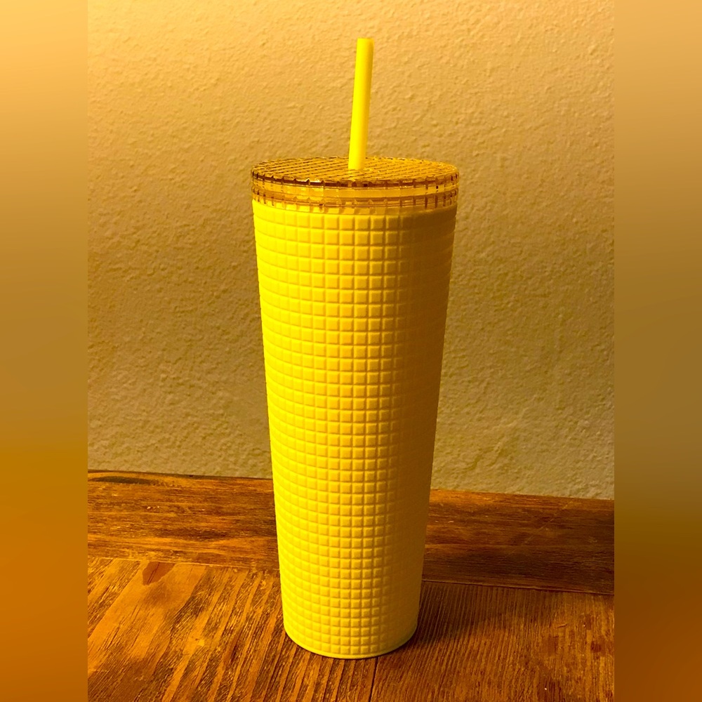 STARBUCKS VENTI TUMBLER YELLOW GRID NWT